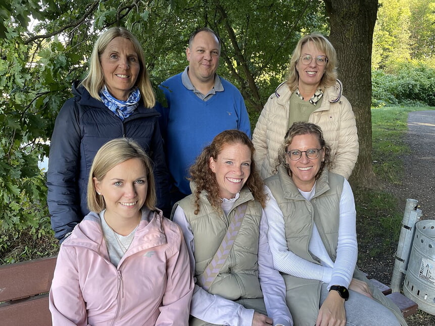 Das Kita-Team im Evangelischen Kirchenkreis Soest-Arnsberg (obere Reihe, von links): Hildegard Neuhaus-Schäfer, Tobias Eikel, Diana Junker-Thiemann. Untere Reihe: Jessica Schulte, Jessica Bannes und Ute Grebe.