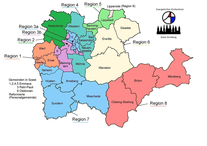 Die Regionen im Kirchenkreis Soest-Arnsberg im Überblick